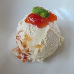 Pistachio Ice Cream with Peach Marmalade