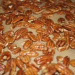 Pecans about to roast