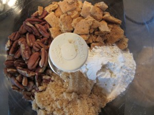Pecans, Graham Crackers, Flour, and Brown Sugar